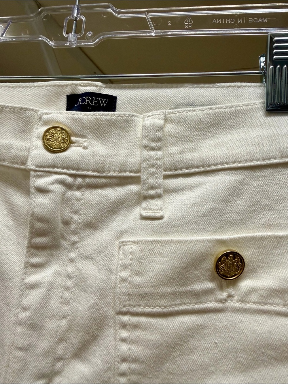 J. Crew White Straight-Leg Jeans with Gold Buttons - Picture 2 of 5